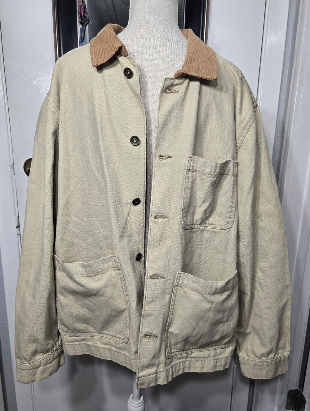 Cotton On Men's Jacket Button Up Curdouroy Collar Sz XL Tan